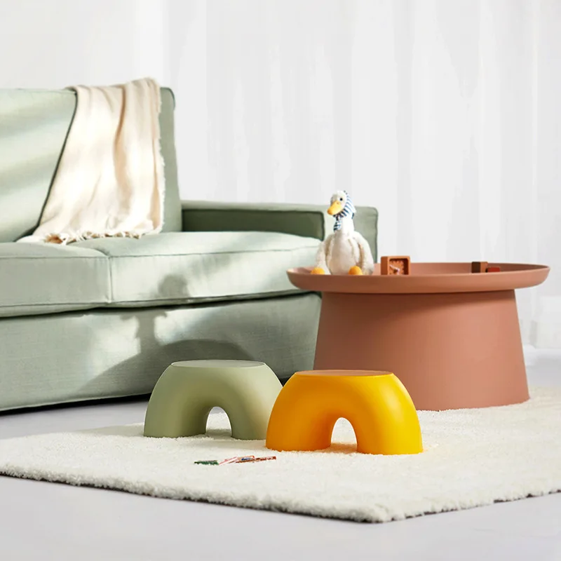 Thick Rainbow Ring Stool, Anti-slip Low Stool for Kids, Durable Comfortable Shoe Changing Stool for Home