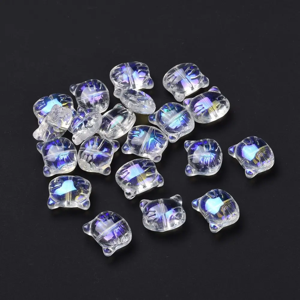 

200pcs Cat Shape Glass Beads for Bracelet Necklace Earring DIY jewelry making Crafts Decor Accessories 12.5x14x6.5mm, Hole: 1mm