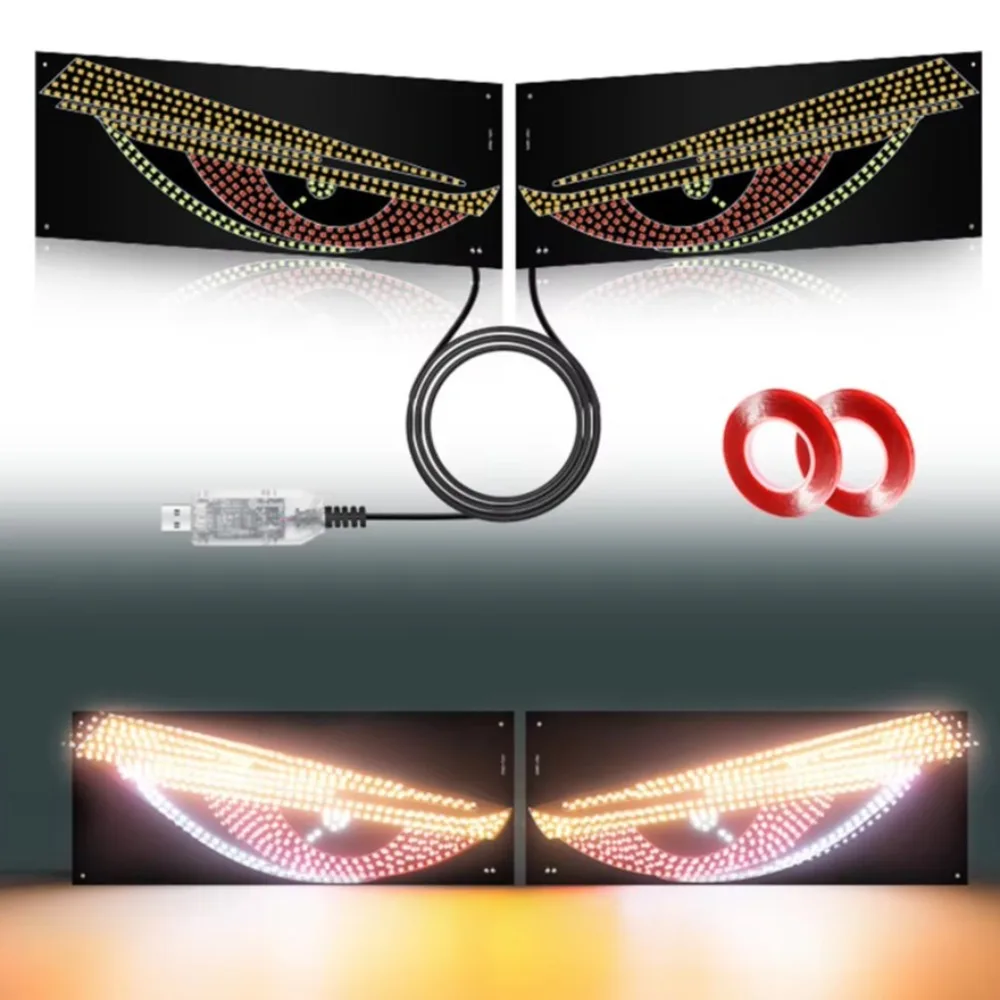 

Creative RGB Dynamic Truck Devil Eyes Light Multi-Mode USB 5V LED Windshield Display LED Display Pixel Panel Lamp Car Decor