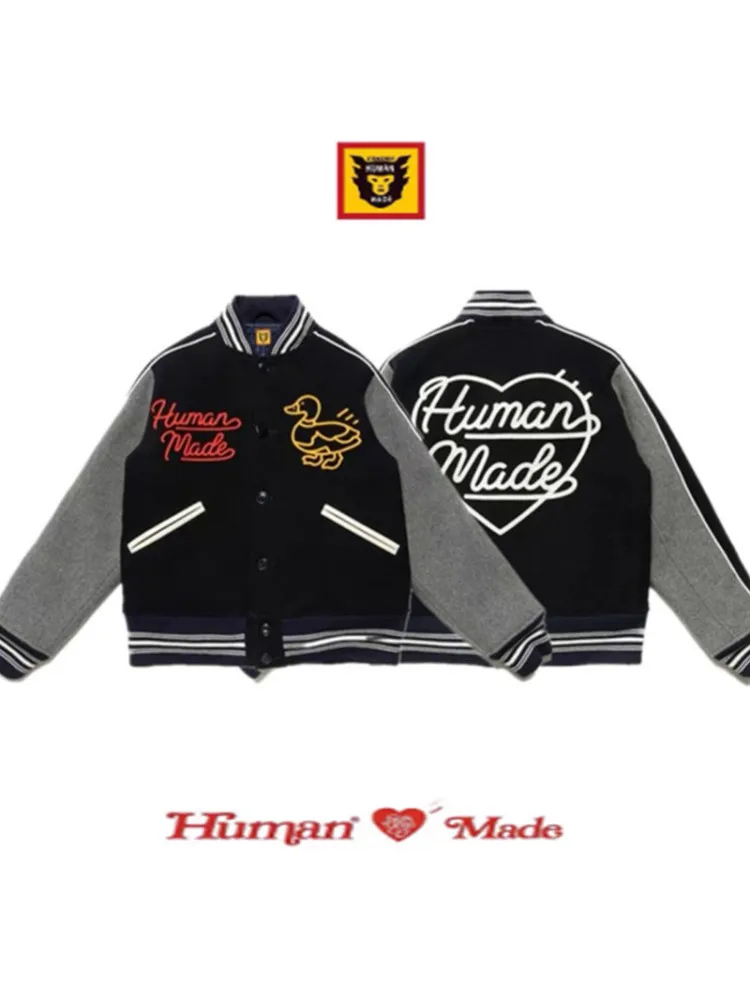 

HUMAN MADE VARSIT Love Letter Duck Cotton Jacket Men's and Women's Baseball Jacket