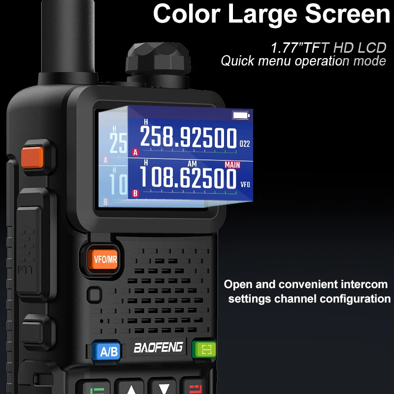 Baofeng UV-5RH Walkie Talkie Long Range 15W Multi Band Wirless Copy Frequency Type-C Charge Portable Transceiver Ham 2 Way Radio