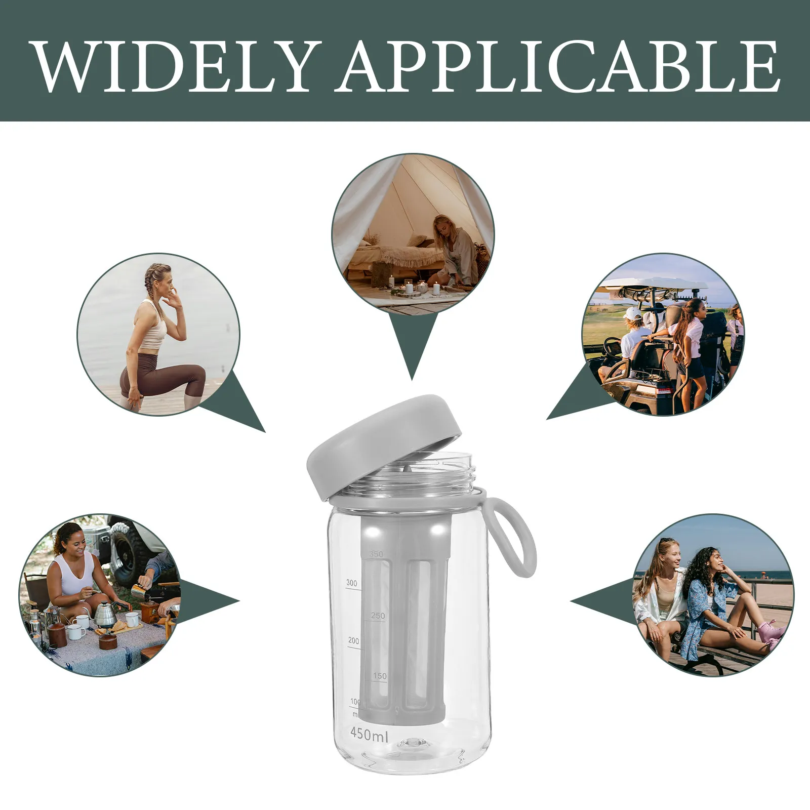 450Ml Portable Cold Brew Coffee Container with Fine Mesh Filter Transparent Shatter-Resistant Plastic Cold Brew Pitcher Iced