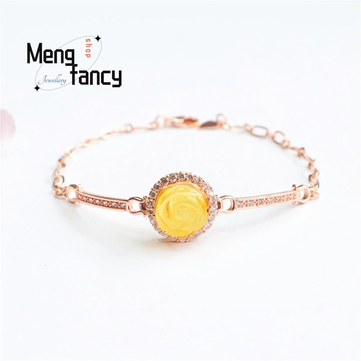 

Natural Chicken Oil Yellow Honey Wax Amber Flower Bracelet Simple Elegant Personalized Charm Fashion Versatile Exquisite Jewelry