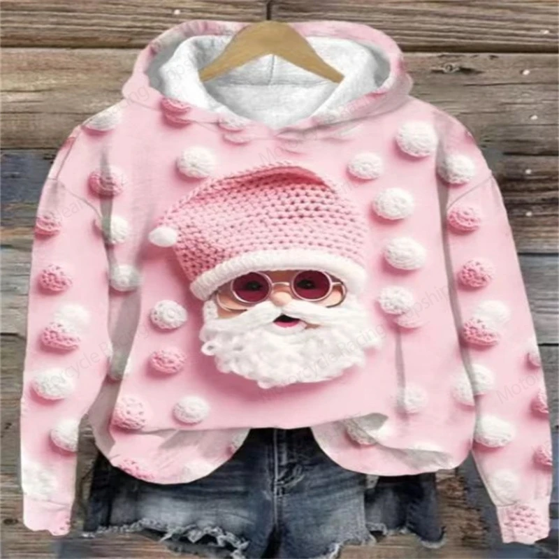 Nueva Sudadera con capucha con estampado 3d de Papá Noel, sudadera navideña a la moda para mujer, sudaderas con capucha 3d para mujer, abrigo con copos de nieve, Sudadera con capucha de Navidad