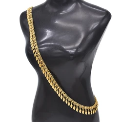 Golden Melon Seed Tassel Crossbody Shoulder Chain Fashion Arab India Kurdish Ethnic Bride Wedding Party Body Jewelry Accessories