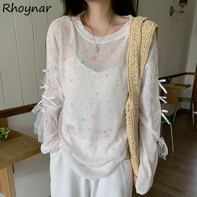 

Y2k Long Sleeve T-shirts Women Fashion Printed Lace-up Baggy Cozy Breasted Sun-proof Casual Daily Aesthetic Tops Prevalent Chic