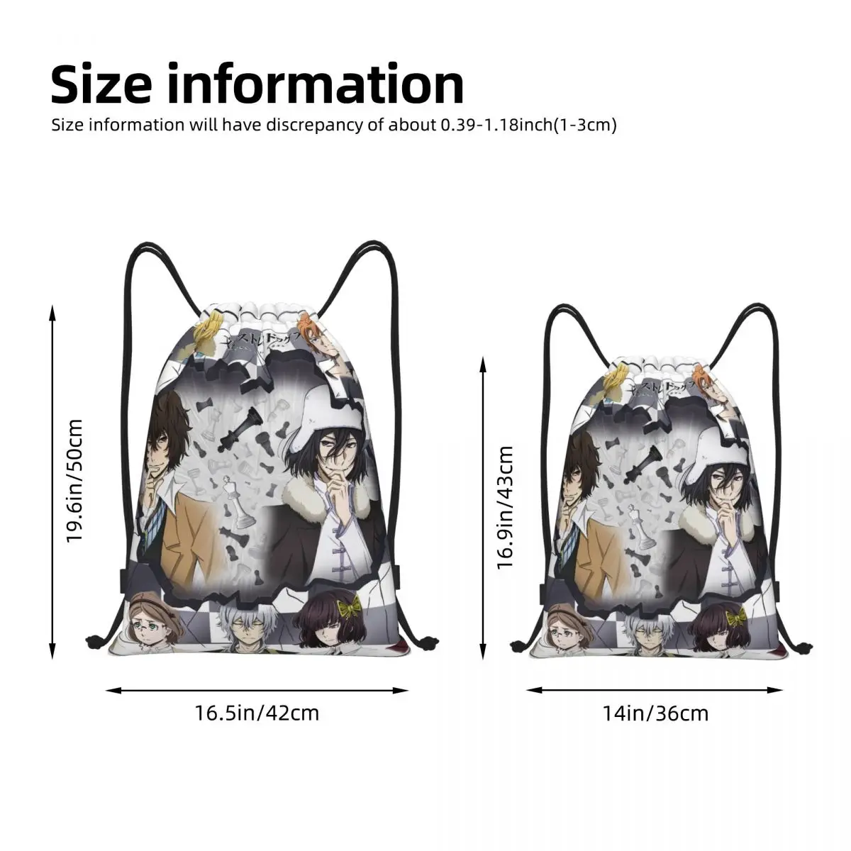 Bungou Stray Dogs Anime Zaino con coulisse Palestra Sport Sackpack Borsa a corda giapponese Dazai Osamu per l'allenamento