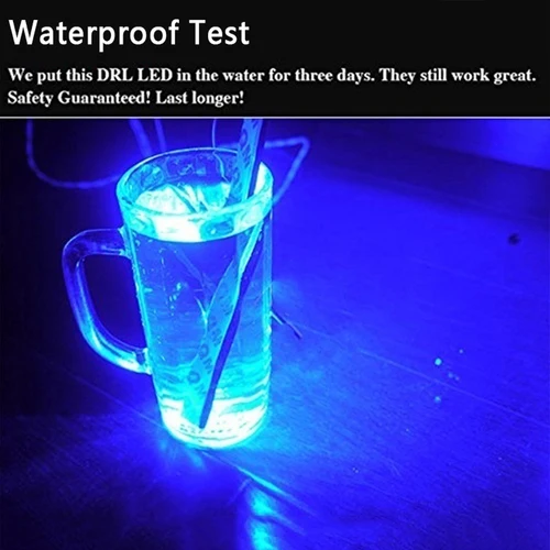 Imagen 2 del producto Tira de luces de circulación diurna para Interior de coche, Lámpara decorativa ambiental de 17CM, impermeable, 2 piezas, COB, DRL