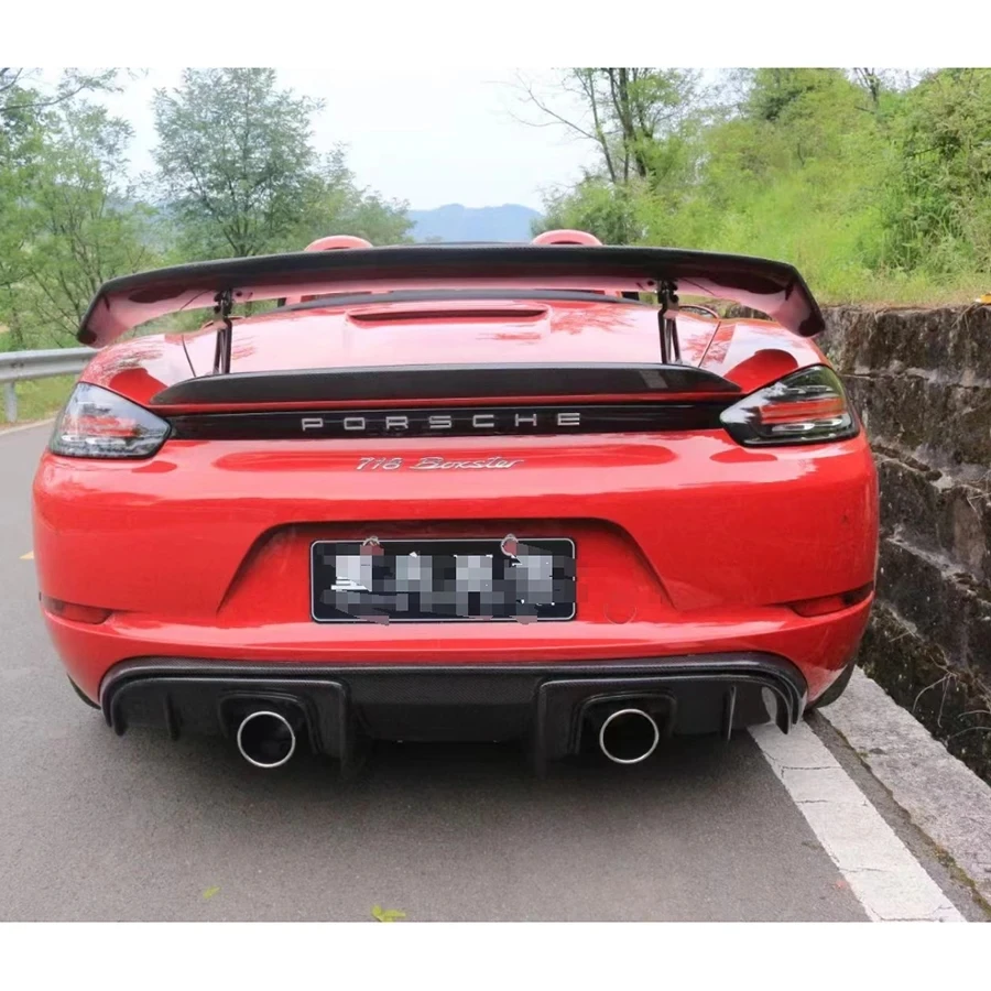 For Porsche 718 Cayman 982 Bxoster Carbon Fiber Back lip Car Rear Bumper Diffuser Rear Splitters Spoiler Car Accessories body ki