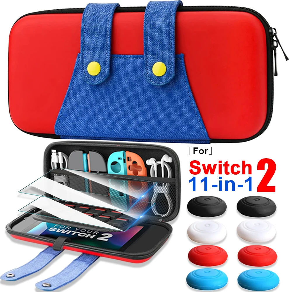 

Милый чехол для переноски Nintendo Switch 2, защитная пленка из закаленного стекла, аксессуары для портативной игровой консоли, красная тонкая сумка из ЭВА