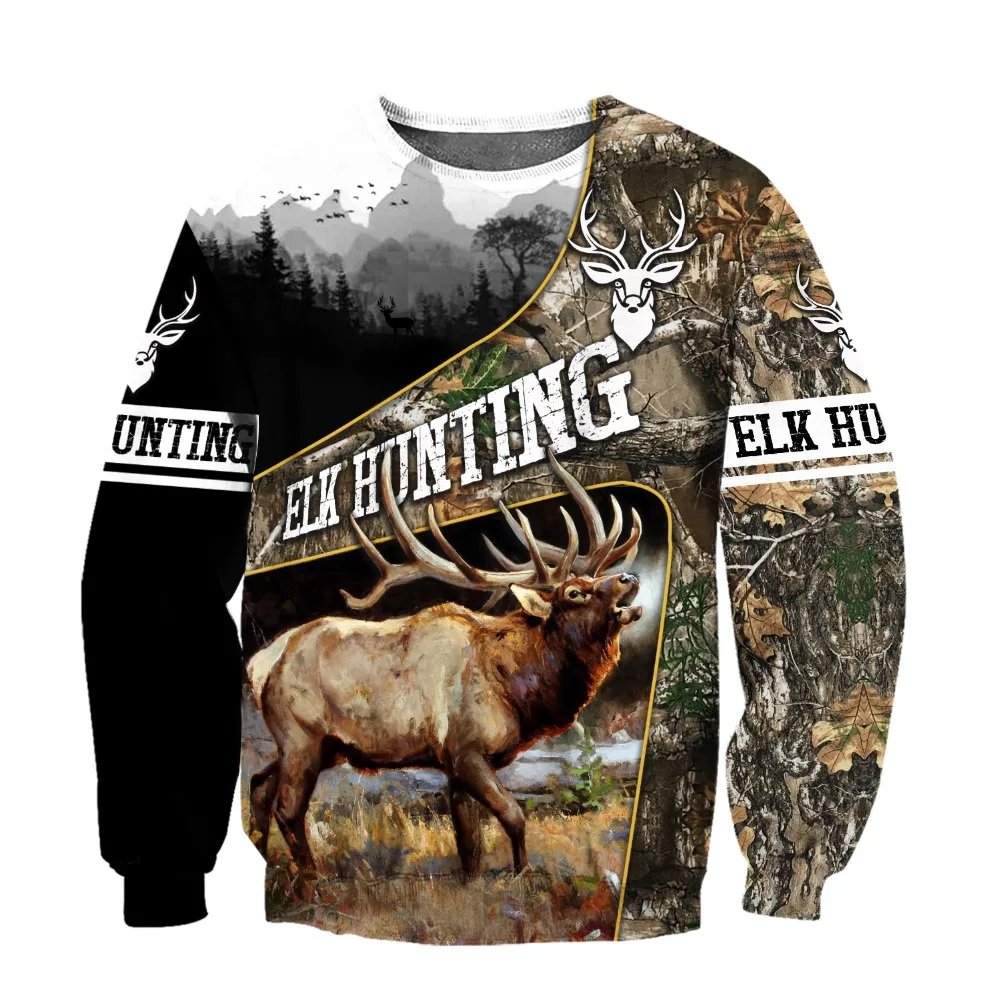 Beautiful Elk Hunting 3D Printed Hoodie Animal Men Sweatshirt Unisex Streetwear Zip Pullover Casual Jacket Tracksuits