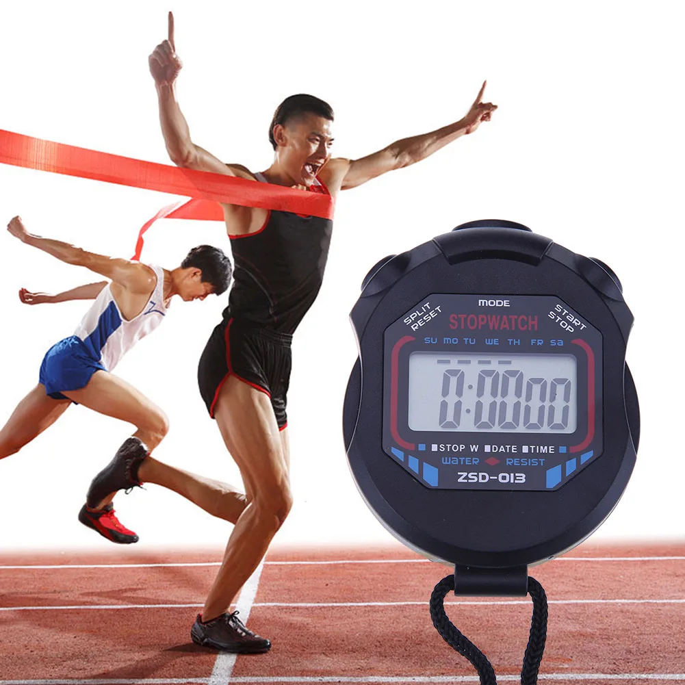 Digital Running Timer Waterproof Sports Stopwatch Counter Electronic Multifunctional Lightweight Portable Practical with Strap