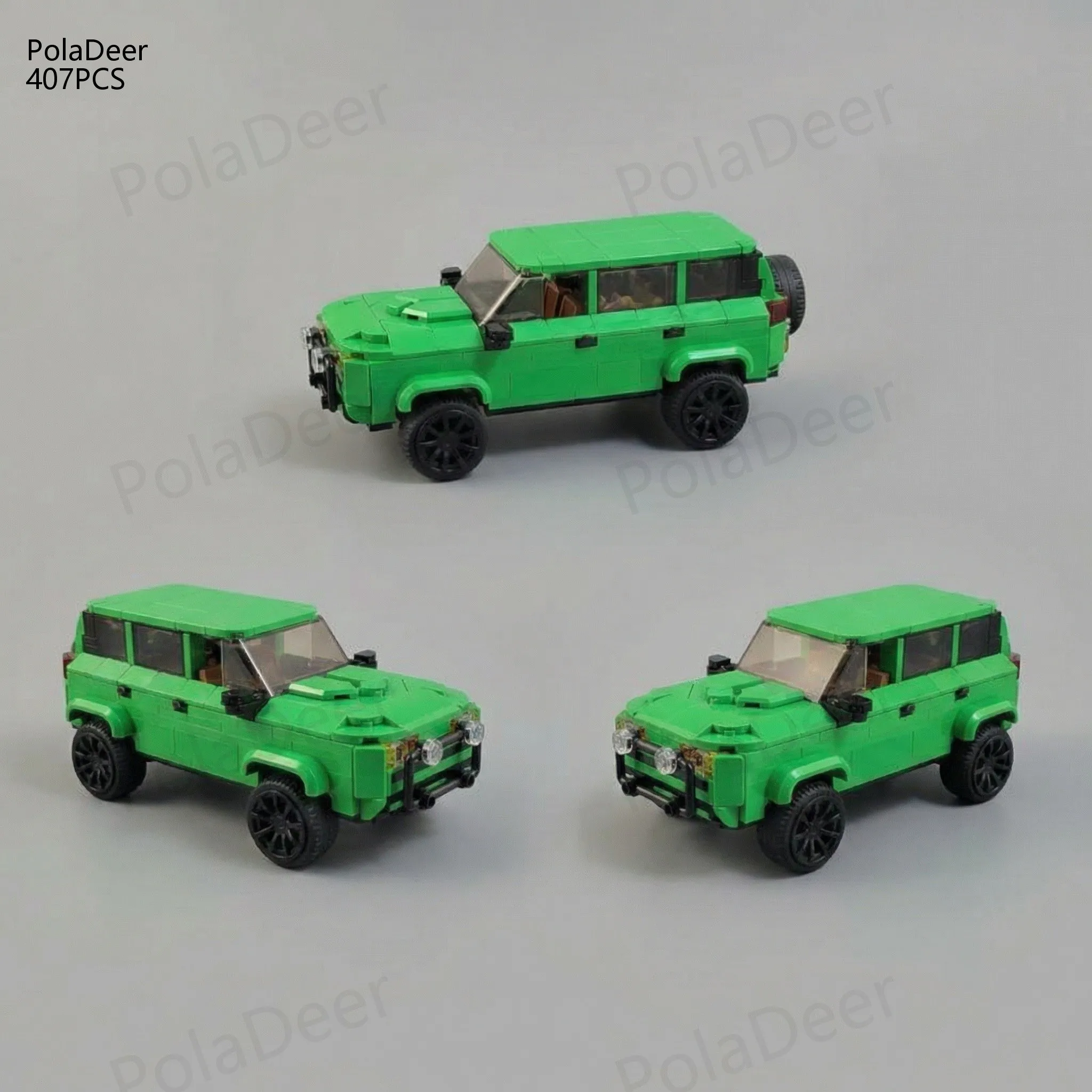 PolaDeer MOC 407PCS SUV Bright green Ranger Escapade DIY Building Blocks Hobby Assembly Model toy brick Children birthday gifts