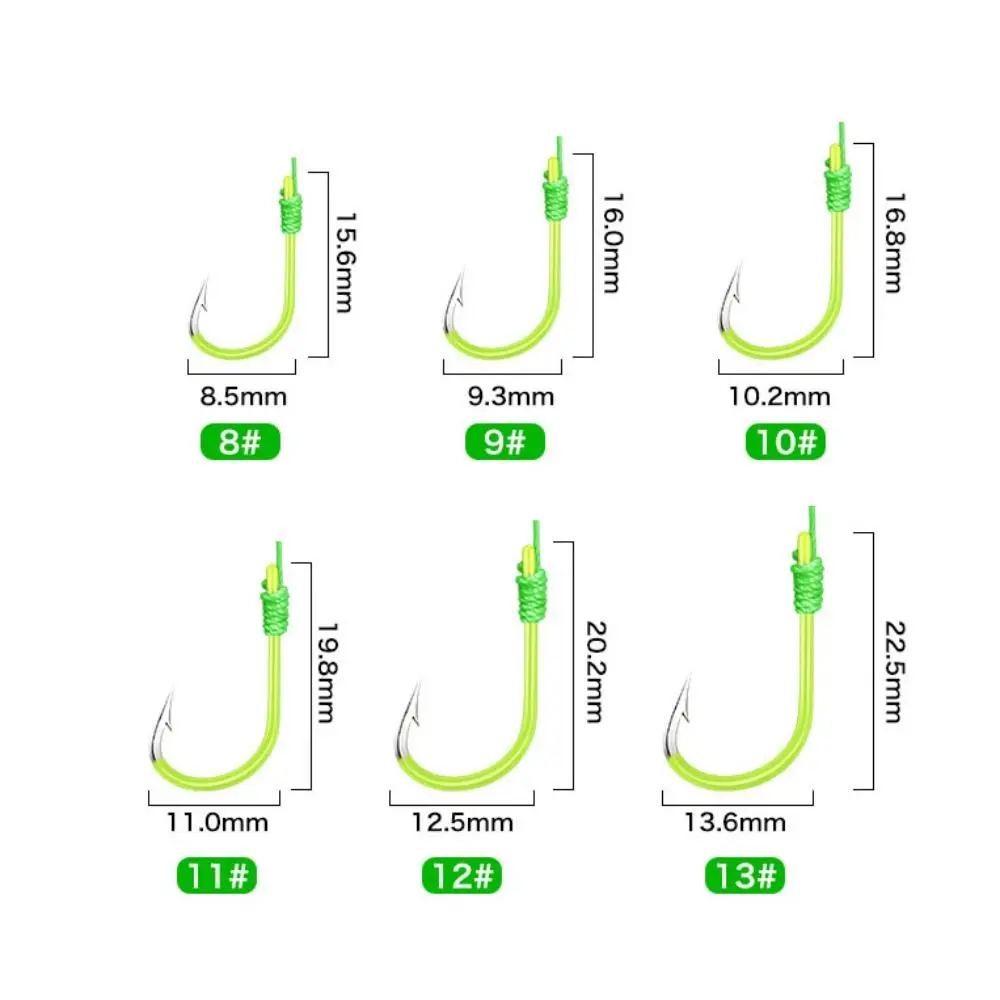 5 قطع خطافات صيد من الفولاذ الكربوني المضاد لللف باللون الأخضر 8 # -13 # خطافات شائكة مزدوجة 2 خطافات صيد من الفولاذ الكربوني مضادة للتشابك #6