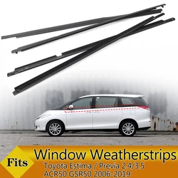 4PCS Car Outer Windows Rubber Weatherstrip Strip Sealing Belt Moulding Trim For Toyota Estima / Previa 2.4/3.5 ACR50 GSR50 06-19