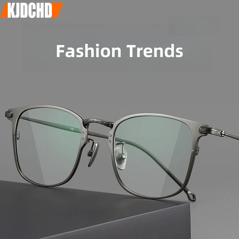 

KJDCHD Fashionable Comfortable Eyeglasses Retro Luxury Square Eyewear Business Prescription Glasses Frames For Men Women 8028-C