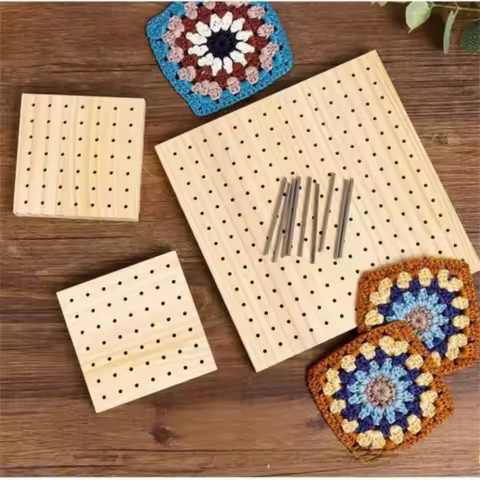 Handcrafted Wooden Crochet Block Plate Reusable Bamboo Grid Knitting Board Weaving Crochet Knitting Blocking Mat for Crafters