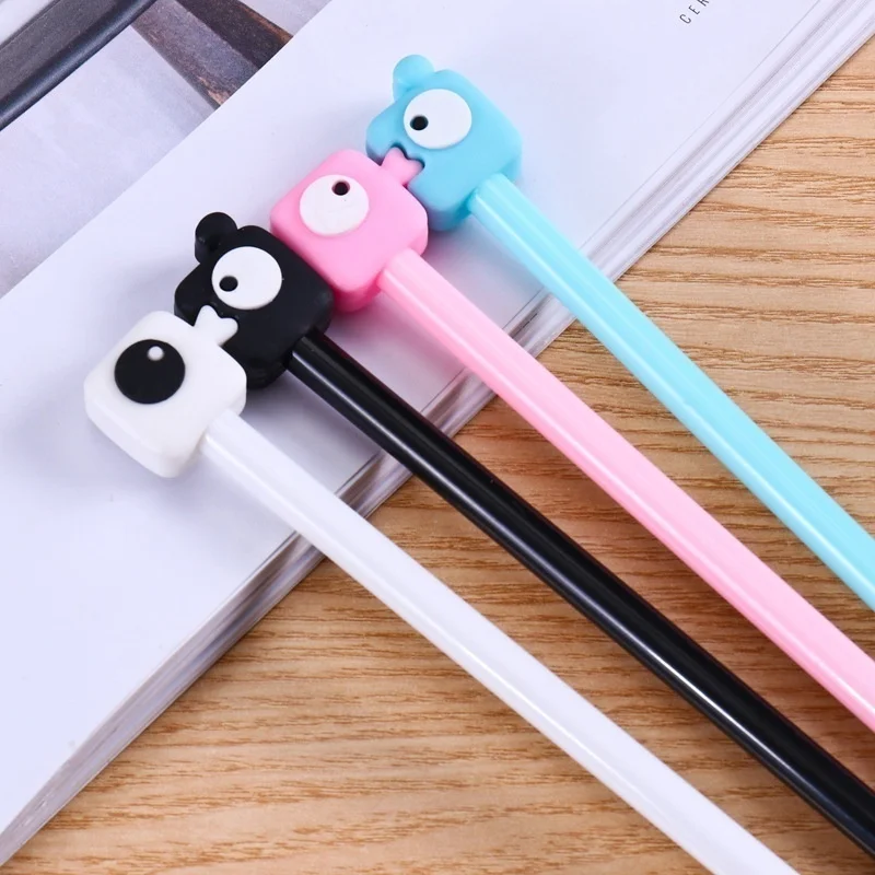 2Pcs/1Pair New Kawaii Lovable kiss lovers Couple Big Eye Pen 0.38mm Gel  Office School Gift Stationery 