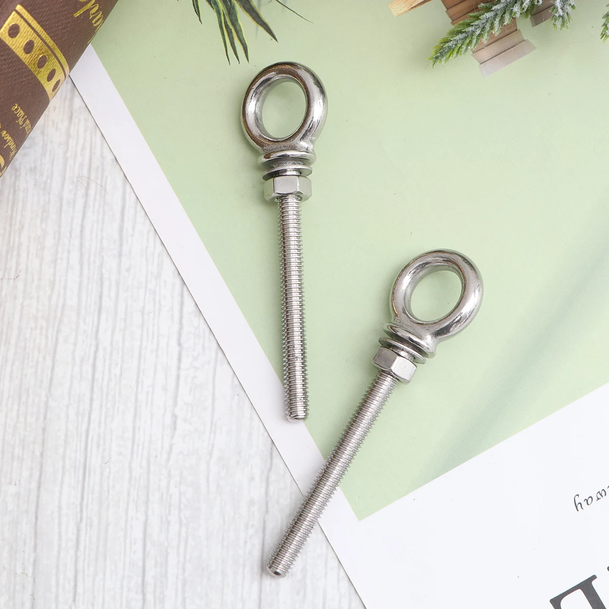 

2pcs Stainless Steel Eye Bolts Heavy Duty Lifting Screws Corrosion Resistant Hardware Marine Wood Installation Nut