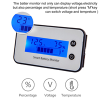 IPX7 Battery Capacity Monitor,DC 7-100V Battery Percentage Voltage Tester  12V 24V 36V 48V LCD Display Car Vehicle Marine RV Bat