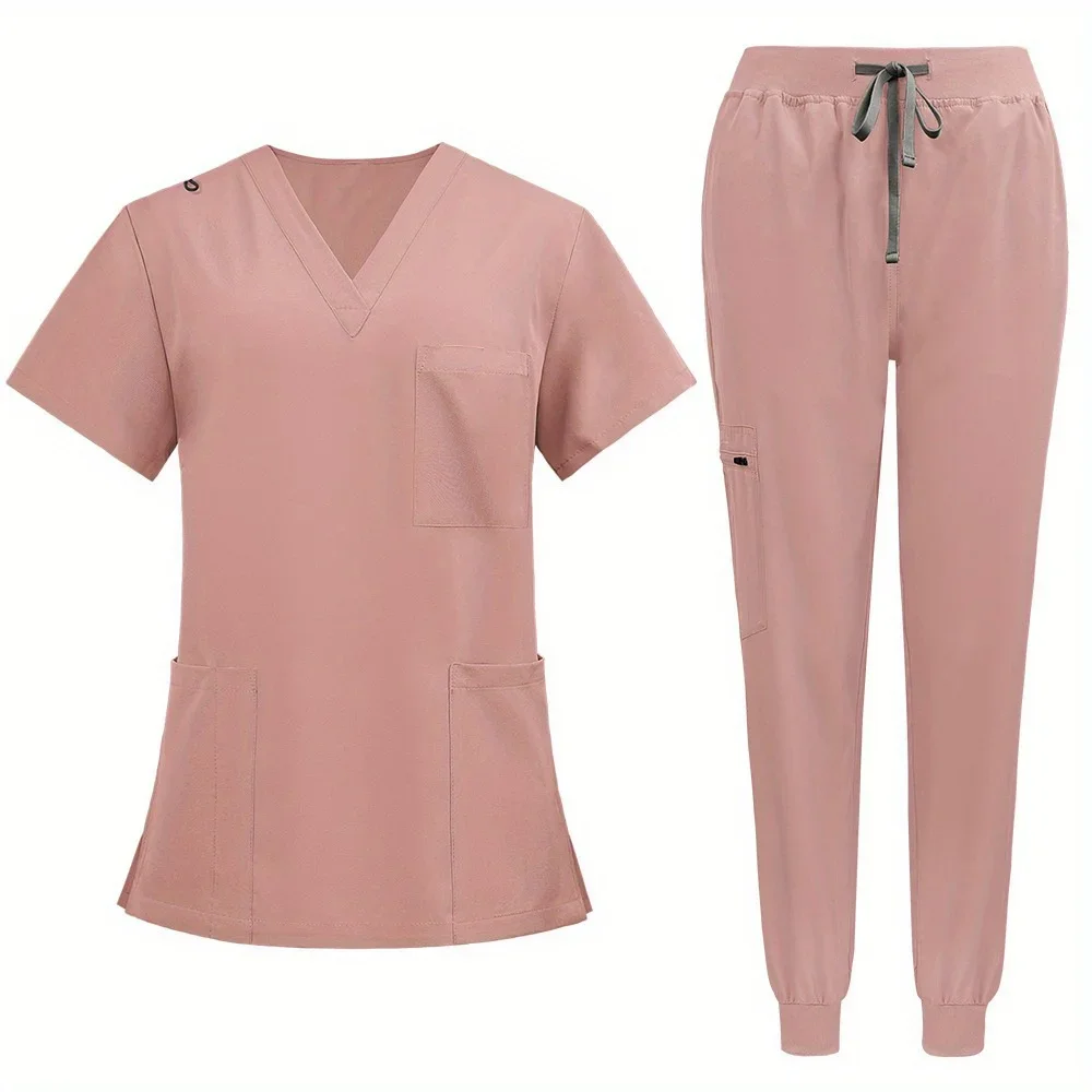 Summer Workwear Nurse Uniform Women's Short Sleeve Scrub Uniform Sets for Nurses Beauty Salons