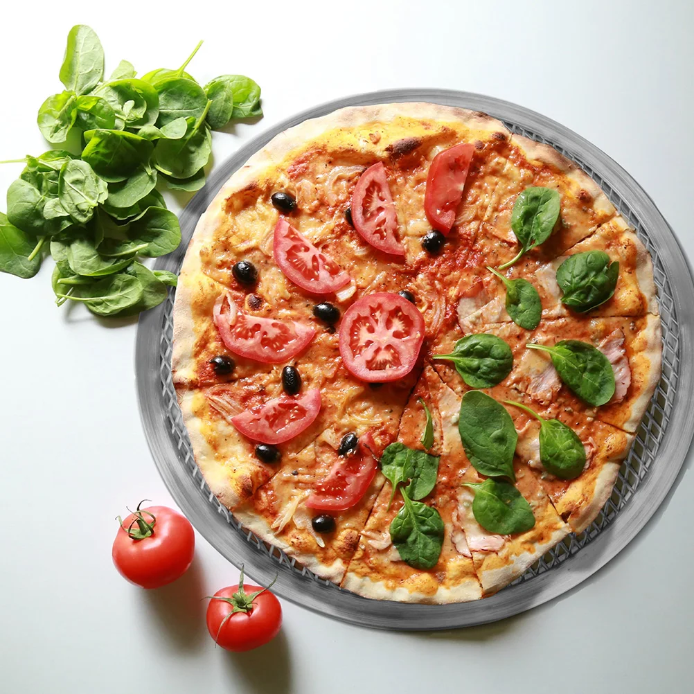 

Pizza Pan Baking Dish Reusable Household Accessory Round Shaped Perforated Design Easy Cleaning Kitchen Pizza Plate Multi