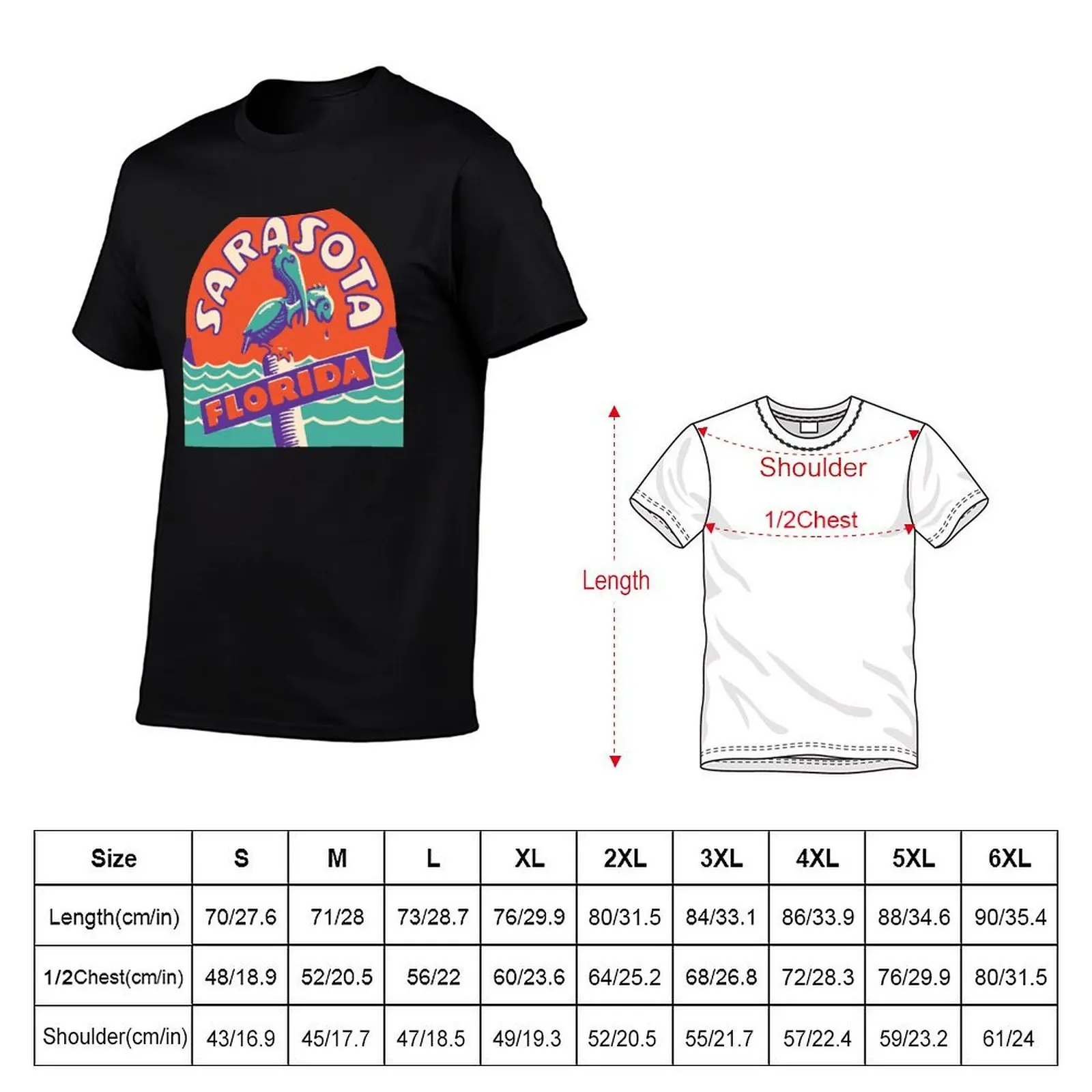 Sarasota Florida Vintage Travel Decal T-Shirt Casual Everyday Wear T-Shirt