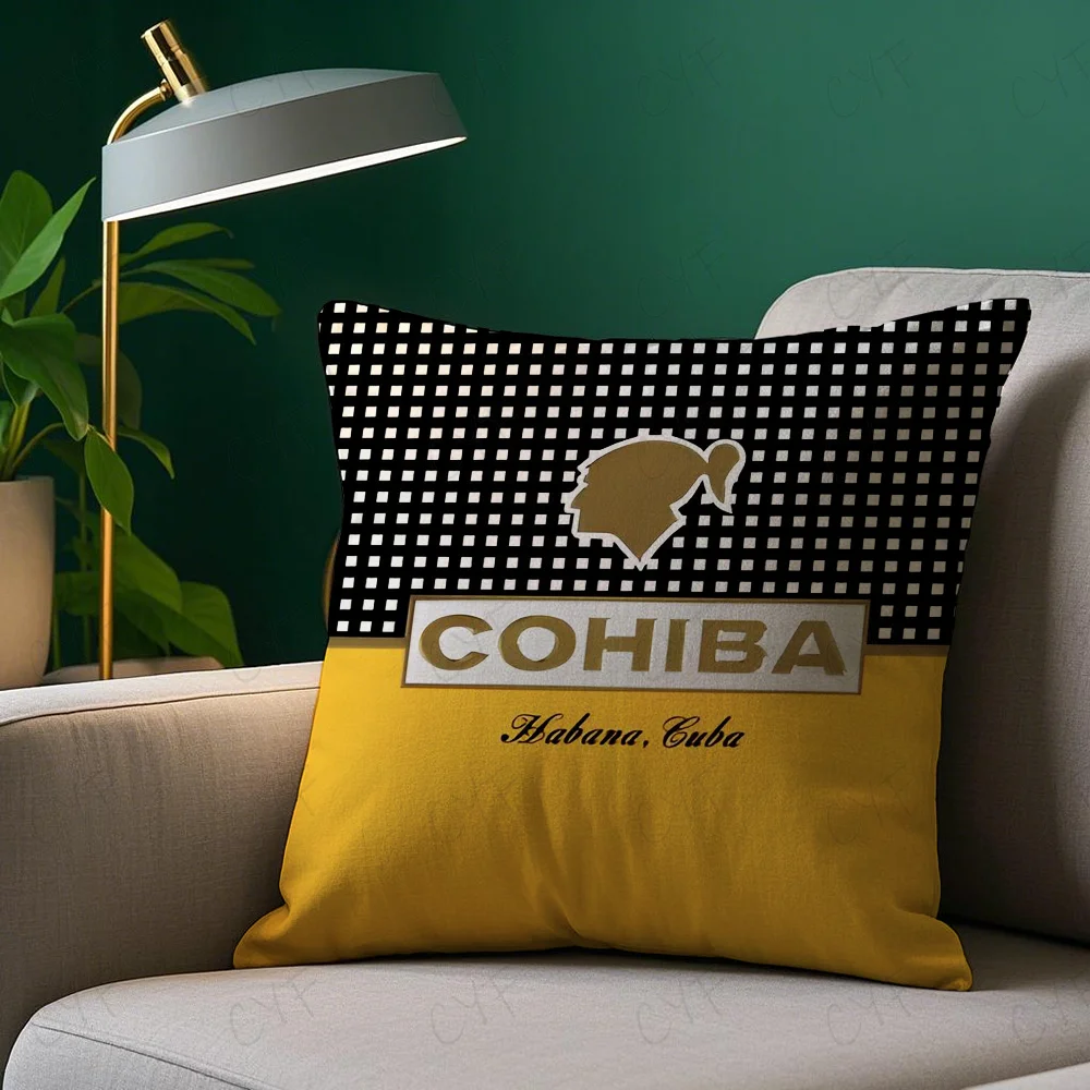 c-Cohiba smoke Pillow Case Anti-dustmite Pillow Invisible zipper silky short plush Sofa cushion cover