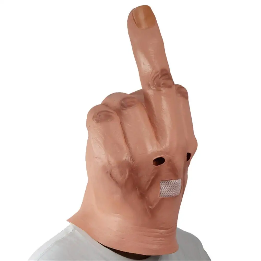 Latex Mask Eye-catching Middle Finger Latex Mask Fashionable Novelty Headgear Performance Props Unique Latex Finger Mask