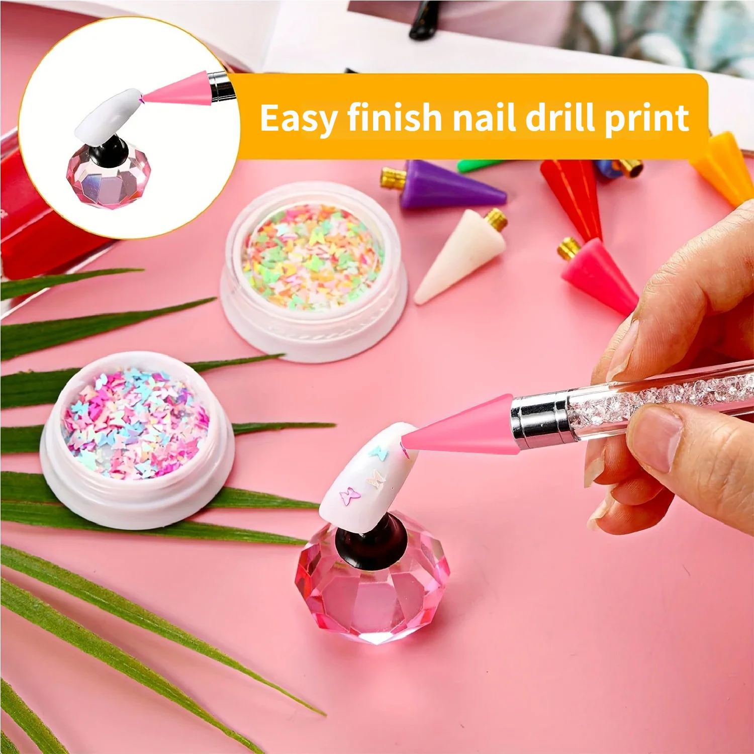 1/5 pezzi punteggiatura per unghie sostituzione testa di cera bianco rosa strass penna forniture per manicure penna manicure arte strumenti per trapano a punti