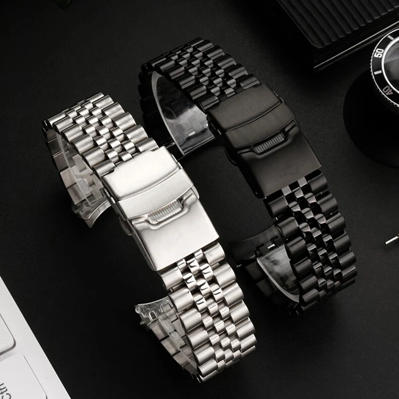 20mm 22mm Curved watch strap Bracelet For SEIKO No. 5 SKX009 SKX007 SKX175 SKX173 Solid Stainless Steel Watchband  Accessories view 5