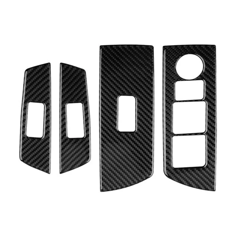 Carbon Fiber Window Glass Lift Button Trim Switch Cover Door Armrest Panel Sticker for Mazda CX-9 2016-2020 RHD