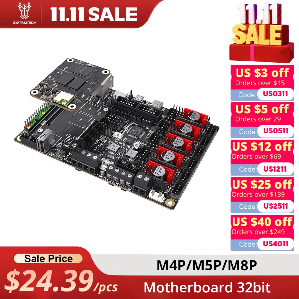 

Материнская плата BIGTREETECH Manta M4P M5P M8P, 32 бит, высокая скорость для Klipper Raspberry Pi Voron 2,4 Ender3, плата управления 3D-принтером