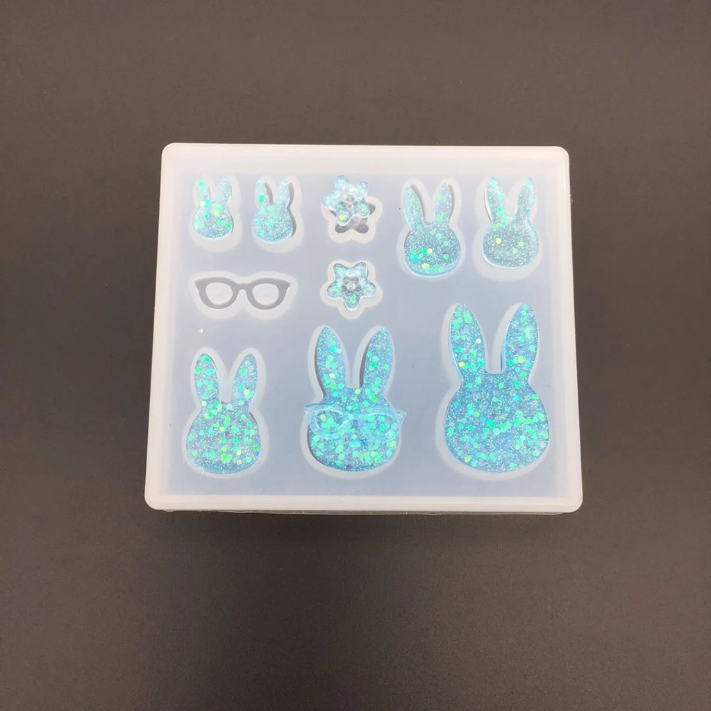 9 Designs Silicone Mold Rabbit Flowers Necklace Earring Pendant Resin Casting Mould DIY Jewelry Making Mould Tools