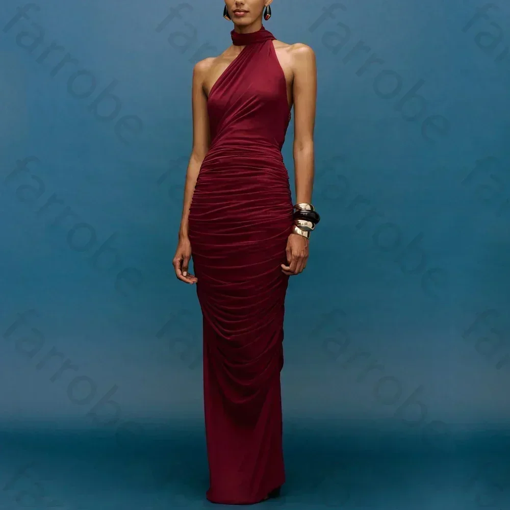 ชุดเดรสยาวแบบพันรอบตัว ไร้แขน ทรงเอไลน์ ดีไซน์หรูหรา สำหรับงานเลี้ยงกลางคืน งานพรอม งานปาร์ตี้  คุณภาพสูง ทันสมัย  รับตัดตามสั่งสำหรับผู้หญิง