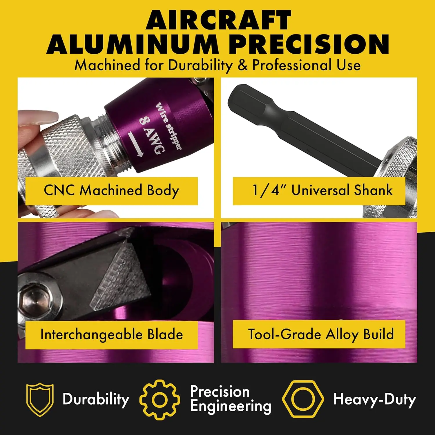 Abisolierzange für Bohrmaschine, 6–14 AWG-Set mit Stecknuss-Bithalter, Sechskantschaft-Adapter, Schlüsselanhänger, Schraubendreher-Verlängerung, Schnellwechsel B