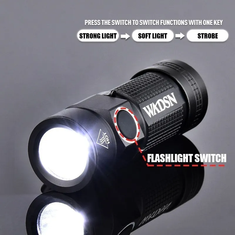 WADSN Tactical 400Lumen White LED Military Helmet Light Mini Strobe Outdoors Hunting Weapon Scout Flashlight For Picatinny Rail