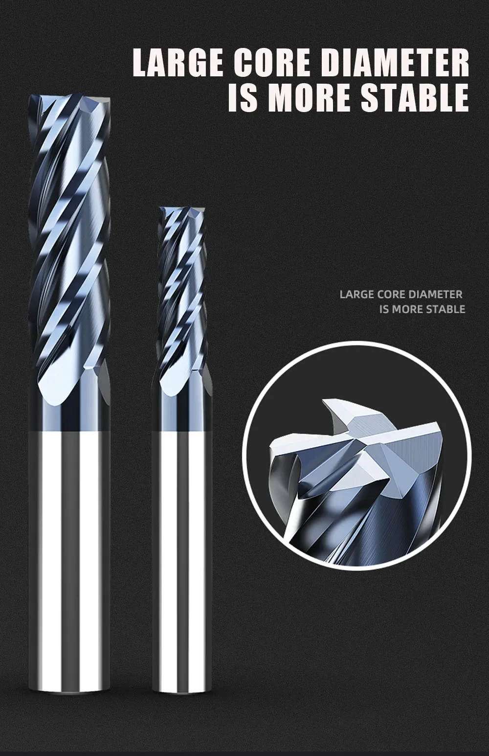 HRC50 Beschichteter 4-Schneiden-Schaftfräser 1-12mm, Hartmetall-Stahlfräser für CNC-Bearbeitungswerkzeuge – Detail 5