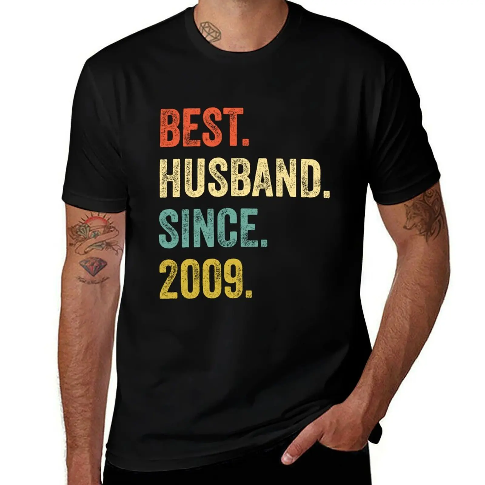 

Best Husband Since 2009 Wedding 2009 Anniversary Gift For Husband Retro Vintage T-Shirt heavyweights mens t shirts