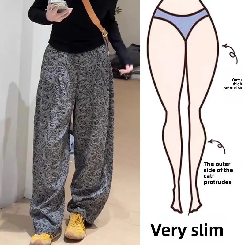 

Loose High Waist Wide Leg Casual Pants Women's plus Size Comfortable Lazy Style Floor Length Thin Floral Print Trousers