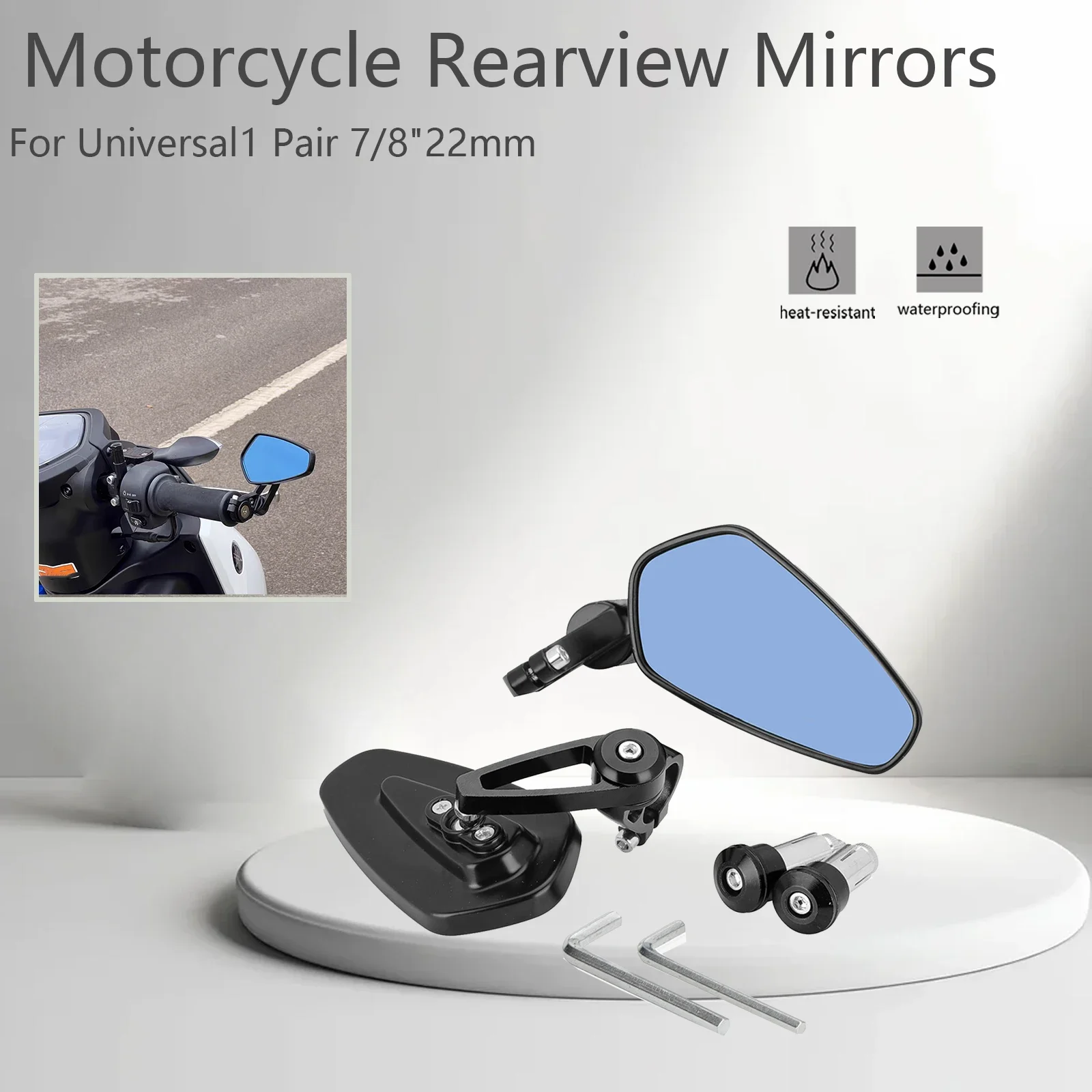 

1 Pair 7/8" 22mm Motorcycle Aluminum Bar End Side Rearview Mirror Universal For Motorbike Suzuki Kawasaki DUKATI BMW Harley