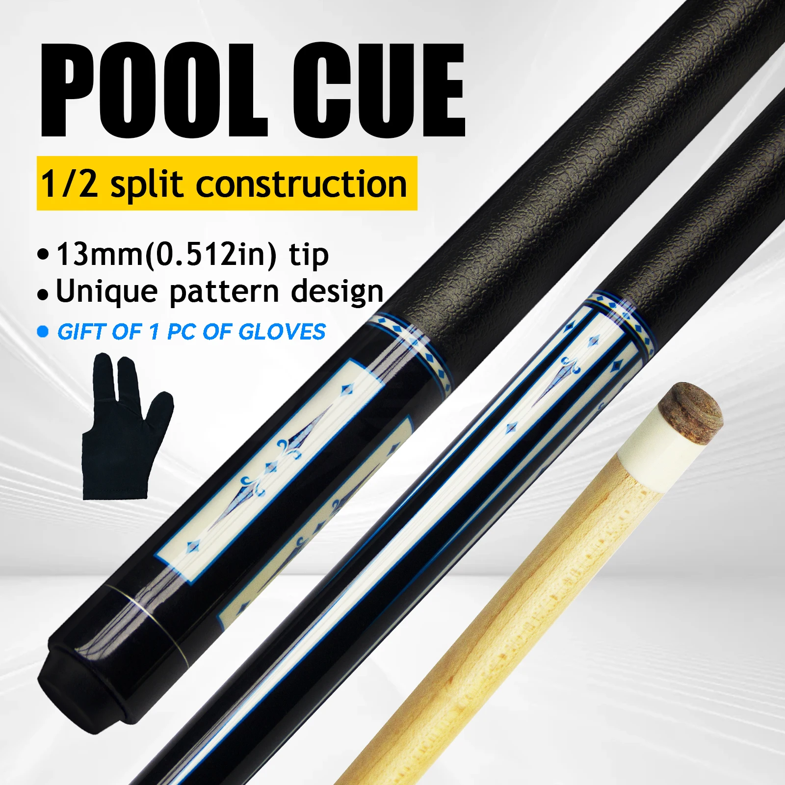 13mmAmerican A-grade Maple Professional Pool Cue Bag Set 57.48inBlueWhite Poker Unique Leather Non slip Grip Beginner Affordable