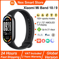 Xiaomi Mi Band 10/9 Smart Bracelet, 1.72'' AMOLED Display,Blood Oxygen Heart Rate Monitoring,150+ Sports Modes, BT5.4 Smart Band