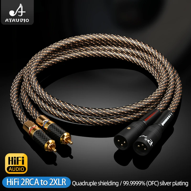 Jedna para kabla Audio QED HiFi do XLR ze srebra mieszanego 4 warstwy ekranujące 2 RCA męskie do 2XLR kabel żeński do miksera CD DAC