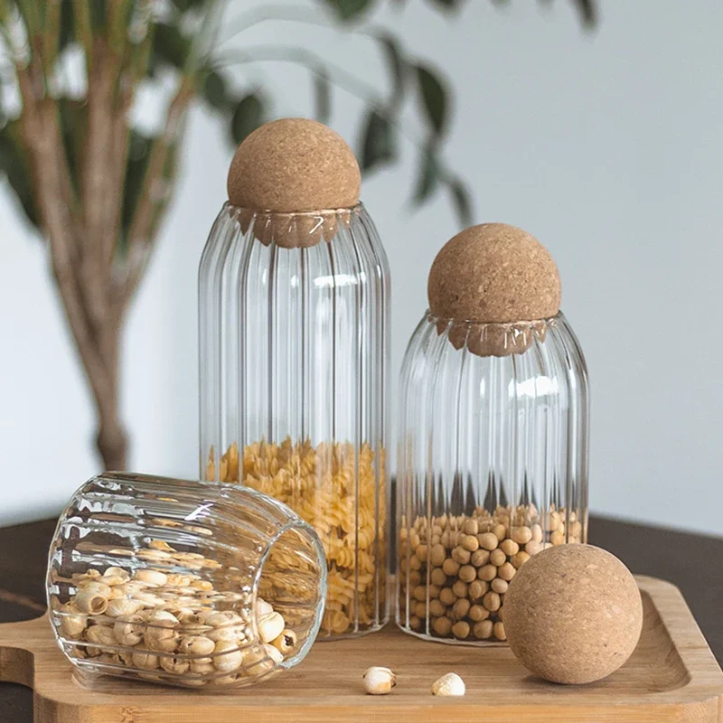 1Pcs Transparent Lead-free Glass Food Bottle With Ball Cork Lid Storage Jar For Coffee Bean Clear Food Storage Jar Container