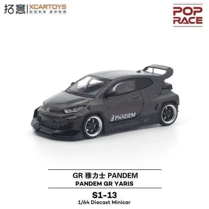 POPRACE 1/64 GR Yaris PANDEM – Black Carbon Fibre S1-13 Alloy Model Car