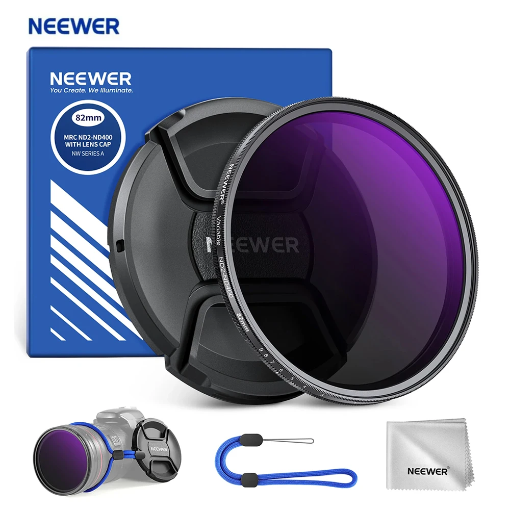 NEEWER MRC ND2-400 Variable ND Filter with Lens Cap 49/52/55
