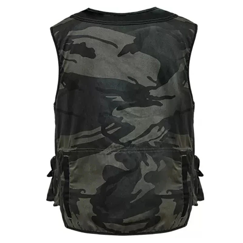 Men Hiking Sleeveless Outdoor Vest Photographer Waistcoat with Many Pockets Work Jacket Sleeveless Camouflage