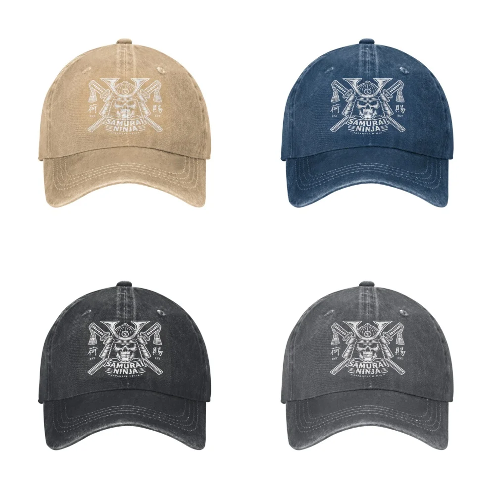 

Skull Samurai Japanese Ninja Baseball Cap Men Dad Hat Unisex Hip Hop Cap Adult Denim Trucker Cap Summer Sport Sunscreen Hat