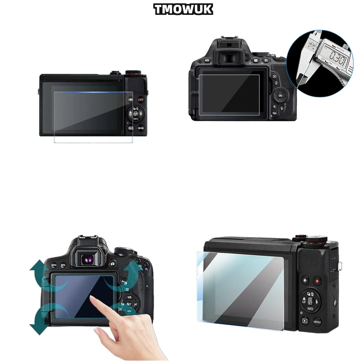 

For Canon G7X3 850D M200 Camera Screen Guard Tempered Glass Film 9H Hardness HD Clear Anti-Scratch Protector
